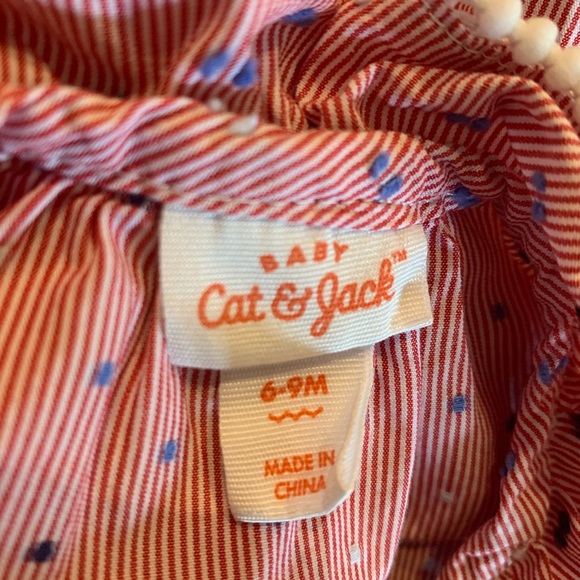 🐦 Red White and Blue Cat & Jack Romper Size 6-9M - Picture 8 of 8